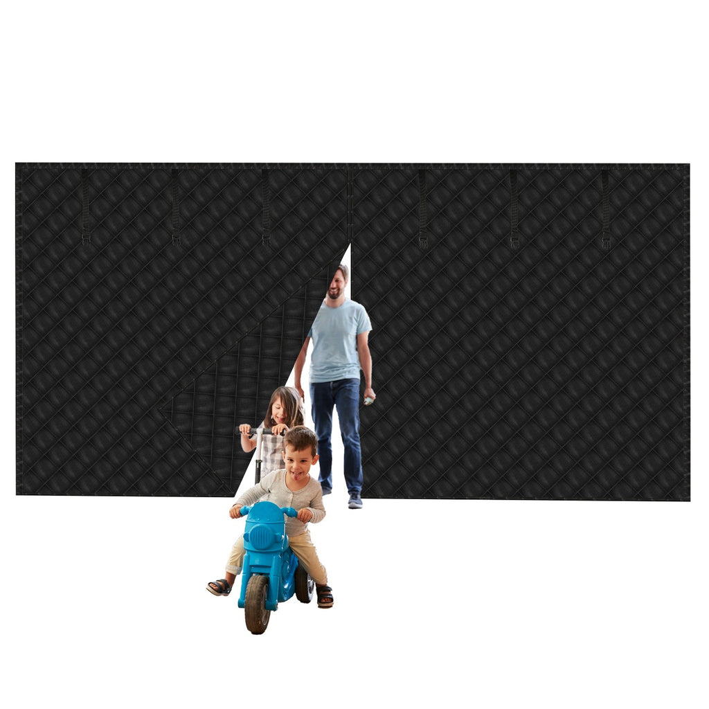 1Pc 16x7FT Magnetic Thermal Insulated Garage Door Curtain For Winter Two Car Garage Screen With Magnetic Closure 8 Roll Up Buckle Straps For Two Cars Weatherproof Windproof Soundproof